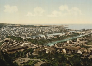 General view of Fort du Roule, Cherbourg, France, c. 1890, Historic, digitally enhanced