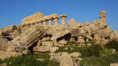 Temple A, Dioscuri temple, row of columns, column remains, Selinunte, archaeological site, temple,