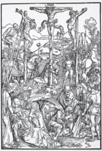 The Calvary, woodcut by Albrecht Dürer, historical, digitally improved reproduction of an old