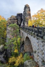 Evening atmosphere at the Bastei Bridge, Bastei, Lohmen, Saxon Switzerland, Elbe Sandstone