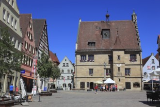 Germany, Middle Franconia, town of Weissenburg, houses and town hall on the market square, Europe