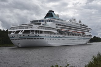 Cruise ship Amera on voyage through the Kiel Canal, Schleswig-Holstein, Germany, Europe