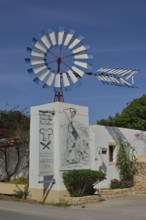 Windmill on a restaurant , near Santa Eulalia del Riu, Ibiza, Balearic Islands, Spain, Europe