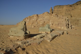 Aries Sphinx of Amun temple at the foot of Jebel Barkal, Karima, State of ash-Schamaliyya, Nubia,