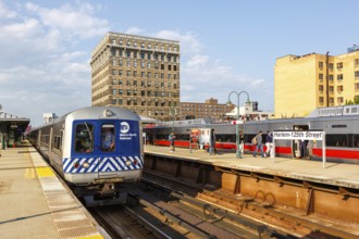 Metro-North Railroad commuter train at Harlem 125th Street station in New York, USA, North America