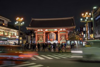 Entrance to the Senso-ji- or Asakusa-dera temple at night, district Asakusa, Tokyo, Japan, Asia