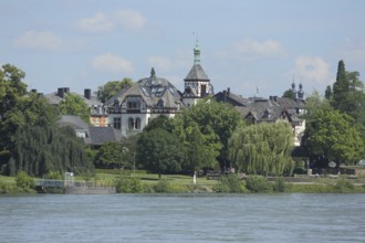 Cityscape with Rhine bank in Oberwerth, Koblenz, Rhineland-Palatinate, Upper Middle Rhine Valley,