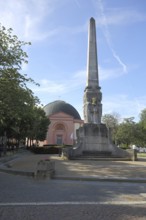 St. Ludwig's Church and Alice Obelisk in Darmstadt, Bergstrasse, Hesse, Germany, Europe