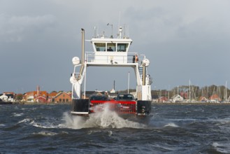 Ferry in storm, ferry harbour, Egense, Hals, Mou, Aalborg, North Jutland, North Jutland, Limfjord,