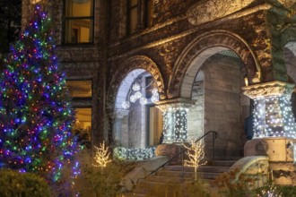 Detroit, Michigan, The Whitney, an upscale restaurant decorated for the holidays. The mansion was