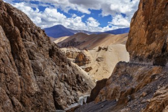 Himalayan landscape in Himalayas along Manali-Leh road. More plains, Ladakh, India, Asia