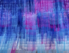 Colourful silk curtains at the CaixaForum, cultural centre in the former Fabrica Casaramona,