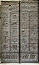 Replica of the Porta di San Ranieri with scenes from the life of Jesus and Mary, sculptor Bonanus