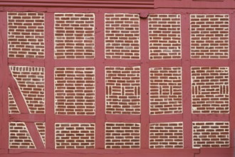 Renovated facade on a half-timbered house, Old Town, Lower Town, Halberstadt, Harz Mountains,