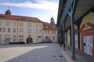 Inner courtyard of the castle with town hall, Philippsthal, Werra, Hesse, Germany, Europe