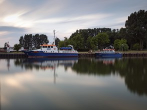 Two police boats, Damerow and Uecker, water police, long exposure, marina, fishing port Karlshagen,