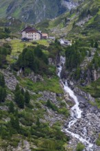 Berliner Höhenweg, Berliner Hütte, Alpine Club hut, landscape, waterfall, hiking, mountains,