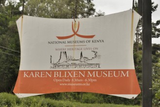 Sign at the Karen Blixen Museum, Karen, Nairobi, Kenya, Africa