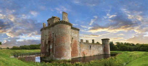 Exterior of Caerlaverock Castle, Dumfries Galloway, Scotland, United Kingdom, Europe