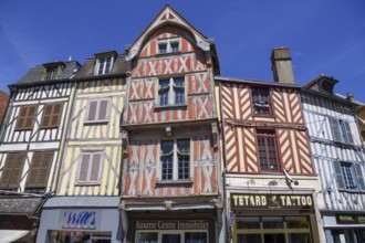 Half-timbered facades on the Place Charles Surugue, Auxerre, Département Yonne, Region