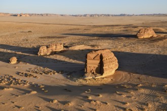 Qasr Al-Farid, 2000-year-old tomb of the Nabataeans, aerial view, Hegra or Madain Salih, AlUla