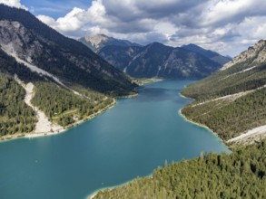 Aerial view of Plansee, Reutte, Ammergau Alps, Tyrol Austria, Plansee, Tyrol, Austria, Europe