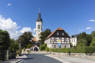 St. James Church with Rectory on the Village Square of Pesterwitz, Freital, Saxony, Germany, Europe