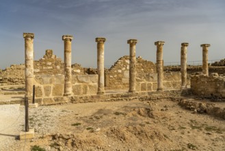 Colonnade at the House of Theseus in the Paphos Archaeological Park, Cyprus, Europe