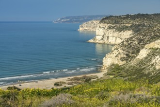 Kourion cliff and beach, Episkopi, Cyprus, Europe