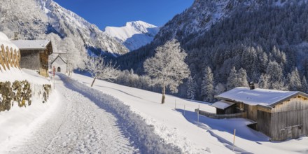 Winter landscape, Gerstruben, a former mountain farming village in the Dietersbach valley near