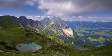 Upper Gaisalpsee, Lower Gaisalpsee, behind them Gaisalphorn, 1953m, and Rubihorn, 1957m, Allgaeu