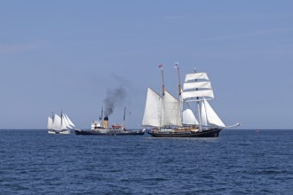 Sailing ships, steam icebreaker Stettin, Baltic Sea, Hanse Sail, Warnemünde, Rostock,