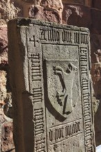 Gravestones in the Bibras Chapel in the ruins of St. Mary's Monastery Church, Veßra Monastery,