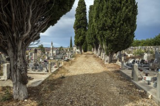 Graves, gravestones, cemetery in Puimoisson, Provence, region Provence-Alpes-Côte d'Azur,