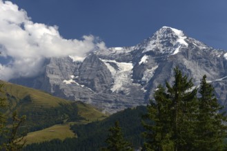 View of Eiger and Mönch, Bernese Oberland, Canton Bern, Switzerland, Europe