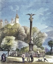 The New Polish Monument, on the shore of Lake Zurich, Zurich, 1869, Switzerland, Historic,