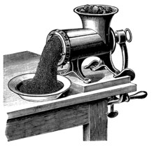 Historic kitchen utensils, meat slicer, meat grinder, 1887, Germany, Historic, digitally restored