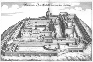 The Plassenburg in the 18th century, Kulmbach, Upper Franconia, Bavaria, Germany, Historical,