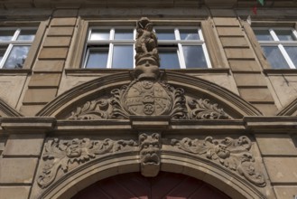 Coat of arms above the gateway of the former provost's court of Michelfeld Monastery in the Upper