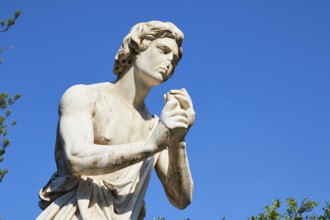 Marble sculpture, detail, old town, Catania, east coast, Sicily, Italy, Europe