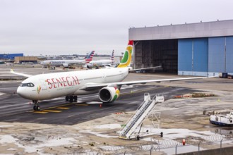 An Air Senegal Airbus A330-900 aircraft with the registration 9H-SZN at New York JFK Airport in New