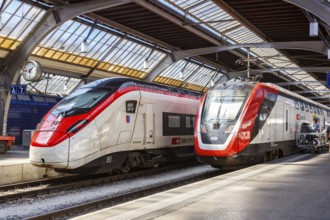 SBB Swiss Federal Railways passenger trains at Zurich main station, Switzerland, Europe