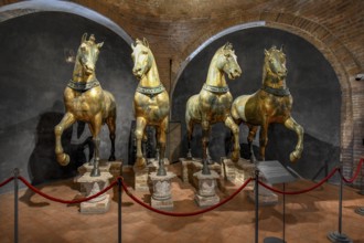 Horses of San Marco, in St. Mark's Basilica, Venice, Veneto Region, Italy, Europe