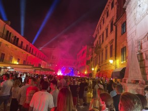 Music festival in the Old Town of Kotor, at night, Bay of Kotor, Adriatic Sea, Mediterranean Sea,