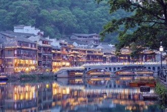 Chinese tourist attraction destination, Feng Huang Ancient Town (Phoenix Ancient Town) on Tuo Jiang