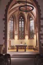 Interior view of chancel, Old Nikolai Church, Römerberg, Old Town, Main, Frankfurt, Hesse, Germany,