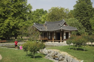 Korean Garden with Temple Pavilion Plum Arbour in Grüneburgpark, Chinese, Garden Art, Westend,