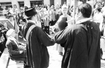 Artists from France performed at a street festival on 09.05.1980 in Dortmund-Hoerde, Germany, as