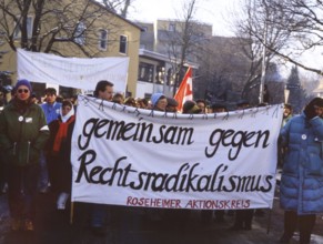 DEU, Germany: The historical slides from the times 80-90s, Rosenheim. Demo against right-wing