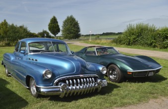 Buick Eight and Corvette Stingray at classic car meeting in Breiholz